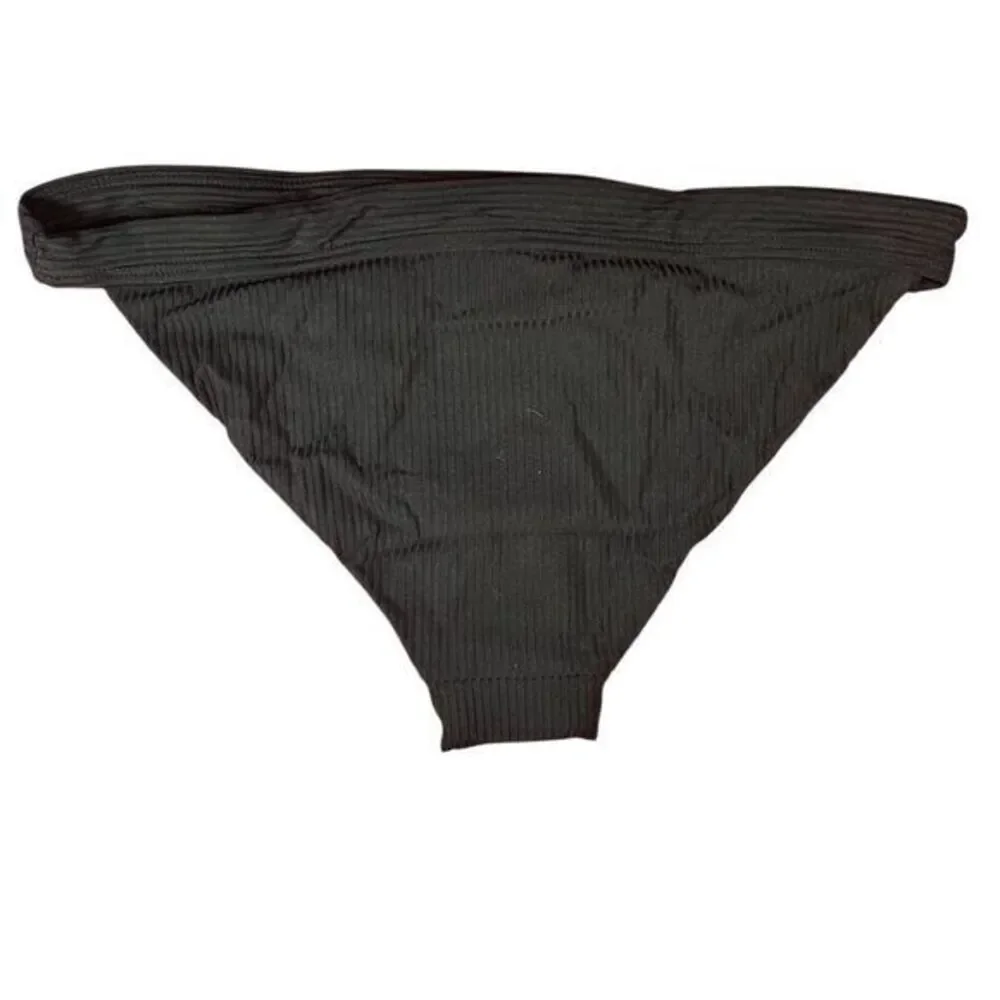 NWT Andie Women's Banded Cheeky Rib Bikini Bottom Swim Black Size M Beach Summer